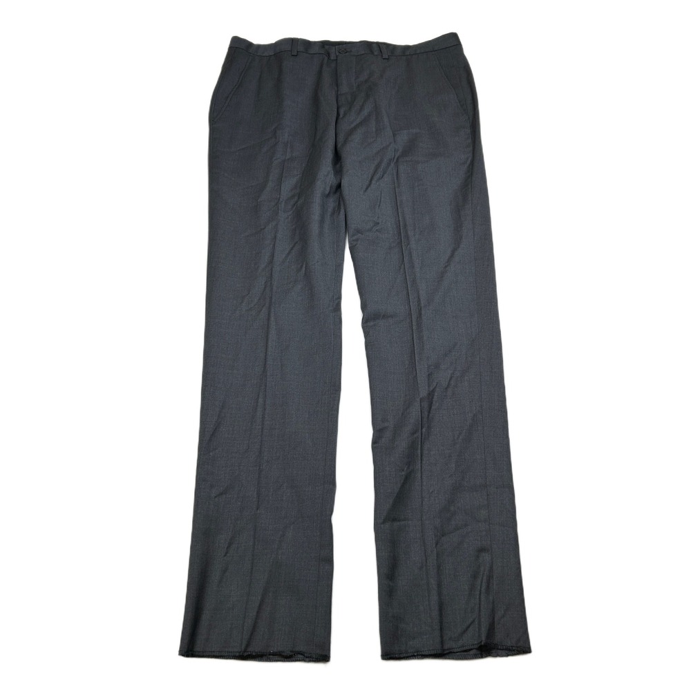 Armani Exchange Dress Pants‎ Mens 36x33 Unhem Gray Wool Blend Flat Front NEW